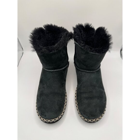 Ugg Boots Women 7 Black Ivory Polka Dot Trim 78 Bailey Bow Classic Mini Outdoor - Picture 4 of 10